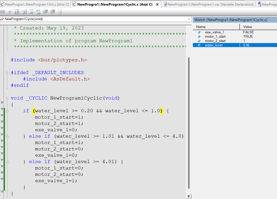 B&R Automation Studio Multiple if else statements In ANSI C 